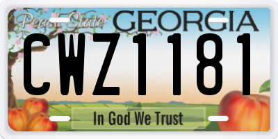 GA license plate CWZ1181