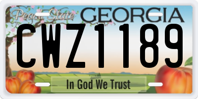 GA license plate CWZ1189