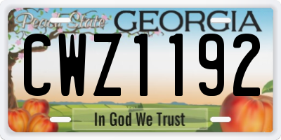 GA license plate CWZ1192