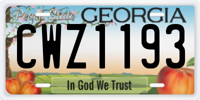 GA license plate CWZ1193