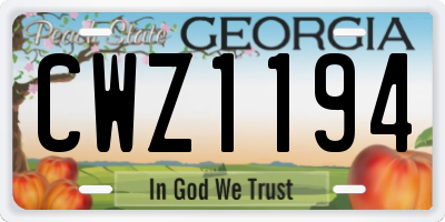 GA license plate CWZ1194