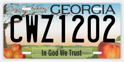 GA license plate CWZ1202