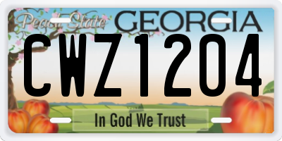 GA license plate CWZ1204