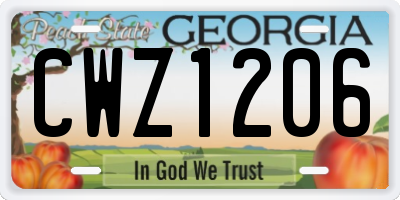 GA license plate CWZ1206