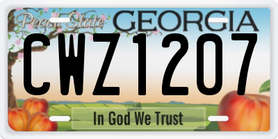 GA license plate CWZ1207