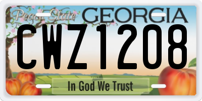 GA license plate CWZ1208