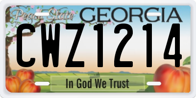 GA license plate CWZ1214
