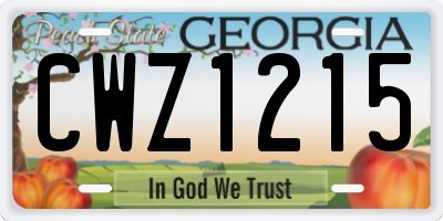 GA license plate CWZ1215