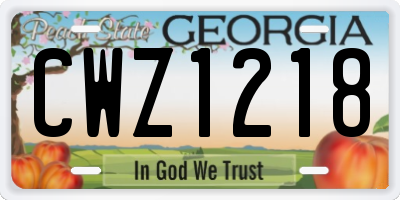 GA license plate CWZ1218