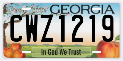 GA license plate CWZ1219