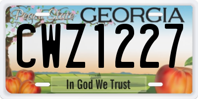 GA license plate CWZ1227
