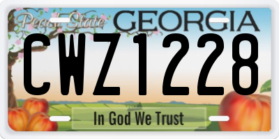 GA license plate CWZ1228