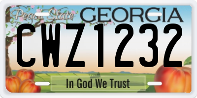 GA license plate CWZ1232