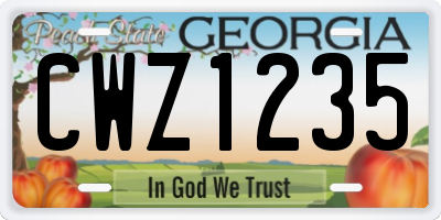 GA license plate CWZ1235