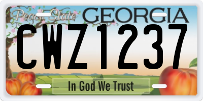 GA license plate CWZ1237
