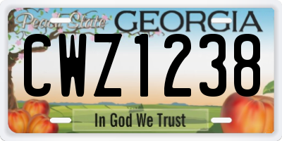 GA license plate CWZ1238