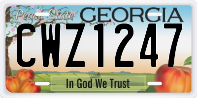 GA license plate CWZ1247