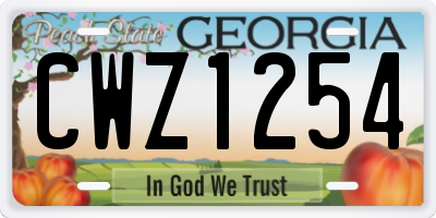 GA license plate CWZ1254