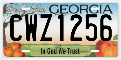 GA license plate CWZ1256