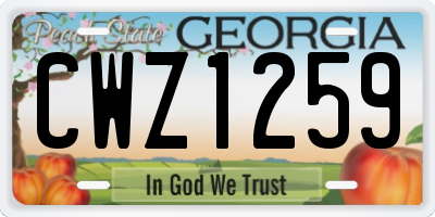 GA license plate CWZ1259