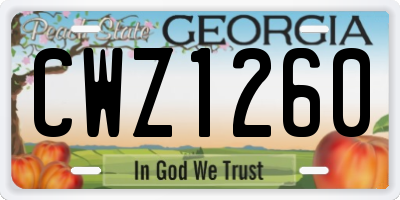 GA license plate CWZ1260