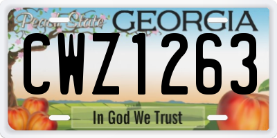 GA license plate CWZ1263
