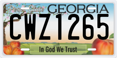 GA license plate CWZ1265