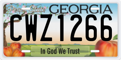 GA license plate CWZ1266