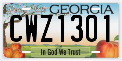 GA license plate CWZ1301