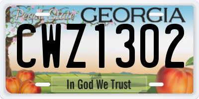 GA license plate CWZ1302