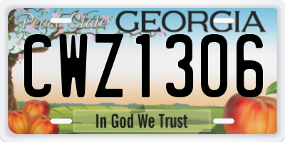 GA license plate CWZ1306