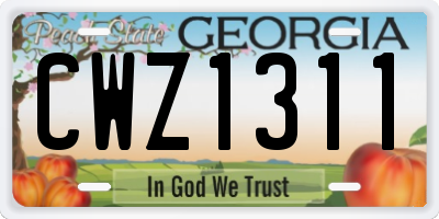 GA license plate CWZ1311