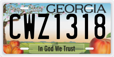GA license plate CWZ1318