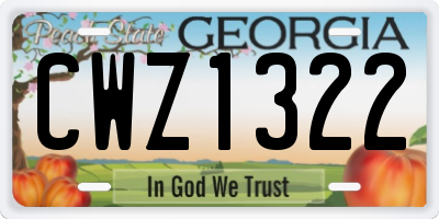 GA license plate CWZ1322