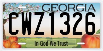GA license plate CWZ1326