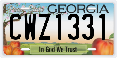 GA license plate CWZ1331