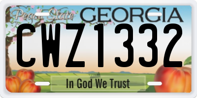 GA license plate CWZ1332
