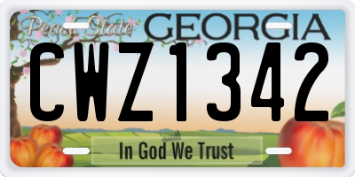 GA license plate CWZ1342