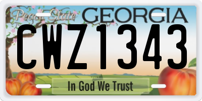 GA license plate CWZ1343