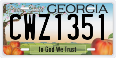 GA license plate CWZ1351