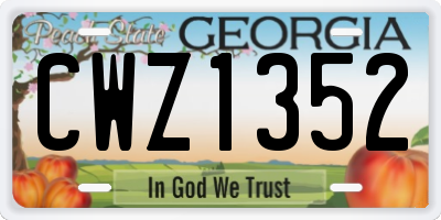 GA license plate CWZ1352