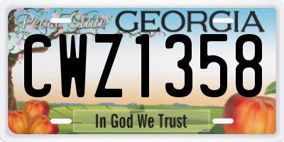 GA license plate CWZ1358