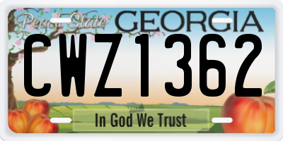 GA license plate CWZ1362