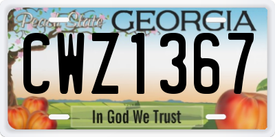 GA license plate CWZ1367