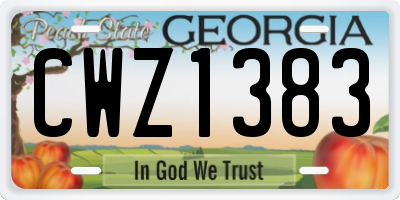 GA license plate CWZ1383