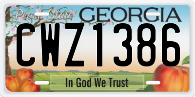 GA license plate CWZ1386