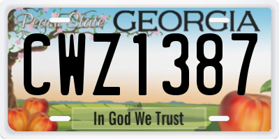 GA license plate CWZ1387