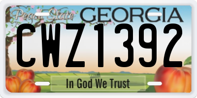 GA license plate CWZ1392