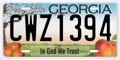 GA license plate CWZ1394