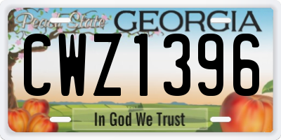 GA license plate CWZ1396